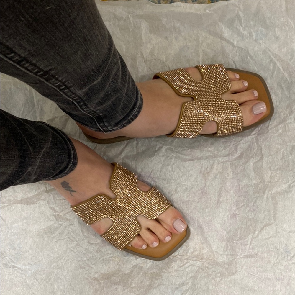 Gold Embellished Women's Sandals